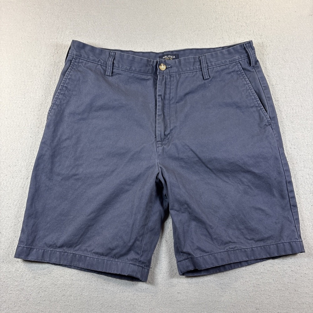 Nautica Men's Classic Fit Deck‎ Shorts Size 36W Navy 9'  inseam Stretch Chino